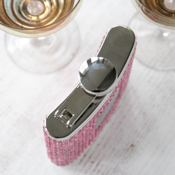Personalised Pink Diamante Hip Flask With Funnel, 4 of 5