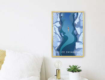 Go Ice Swimming Travel Poster Art Print, 3 of 8