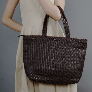 Leather Hand Woven Leather Bag Oversize, 4 of 12