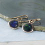 Black Opal October Birthstone Rose/Gold Plated Earrings, thumbnail 5 of 9