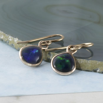 Black Opal October Birthstone Rose/Gold Plated Earrings, 5 of 9