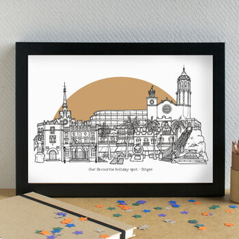 Sitges Skyline Travel Art Print Unframed, 3 of 6