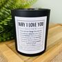 Personalised Reasons Why I Love You Valentines Candle, thumbnail 4 of 11