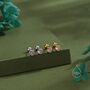 Sterling Silver Tiny Pink Cz Barbell Earrings, thumbnail 8 of 12