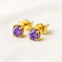 Gold Coloured Stud Earring Birthstone Bridesmaid Girlfriend Gift, thumbnail 3 of 6