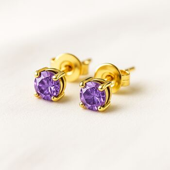 Gold Coloured Stud Earring Birthstone Bridesmaid Girlfriend Gift, 3 of 6