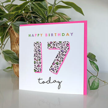 Leopard Love 17th Birthday Card, 2 of 3