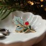 Holly Leaf Enamel Pin Badge For Christmas, thumbnail 1 of 8