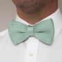 Men's Knitted Bow Tie In Light Sage Green | Perfect Wedding Neck Tie For Groomsmen | Gents Woven Tie, thumbnail 1 of 8