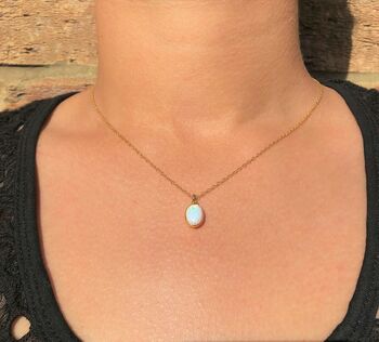 Ethiopian Opal October Birthstone Gold Plated Necklace, 2 of 7