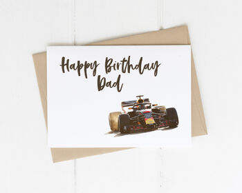 Personalised Adult Birthday Card Racing Car, 4 of 4