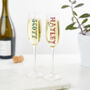 Personalised Pair Of Circus Font Champagne Glasses, thumbnail 2 of 4