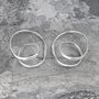 Double Loop Unusual Sterling Silver Drop Earrings, thumbnail 2 of 8