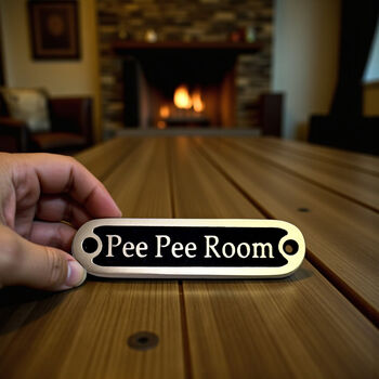 Pee Pee Room Metal Door Sign Modern, 4 of 6