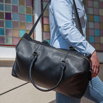 Personalised Nu Hide Holdall With Strap Embroidery, 10 of 11