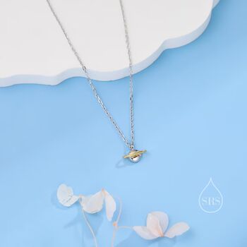 Tiny Planet Pendant Necklace In Sterling Silver, 4 of 12