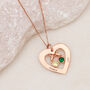 Mother And Child Rose Gold Engraved Birthstone Necklace, thumbnail 1 of 3