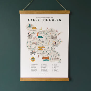 Cycle The Dales Illustrated Map Checklist Print, 2 of 8