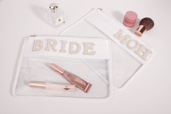 Personalised Clear Make Up Bags With Pearl Letters, 5 of 12