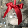 Round Glass Santa's Sleigh Snow Filled Family Christmas Tree Bauble, thumbnail 2 of 7