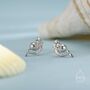 Sterling Silver Tiny Mermaid Screw Back Earrings, thumbnail 2 of 11