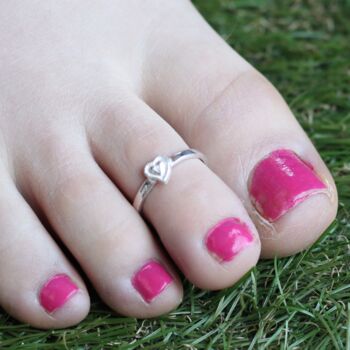 Pure Silver Adjustable Plain Heart Slim Toe Ring, 2 of 7