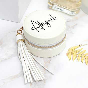 Personalised White Jewellery Case With Tassel, 3 of 6
