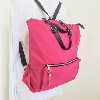 Pink Nylon Backpack Handbag, 3 of 5