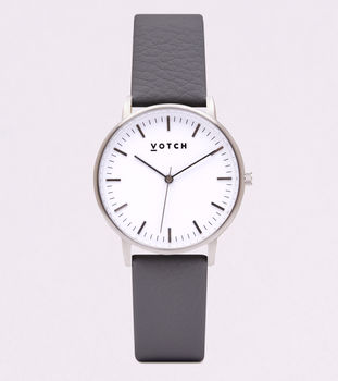 New Collection Silver Vegan Leather Watch, 8 of 12