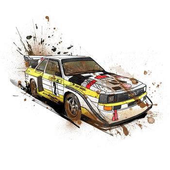 Audi S1 Group B Rally Car Illustration, 3 of 4