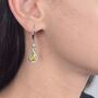 Peridot August Birthstone Teardrop Silver Earrings, thumbnail 2 of 4