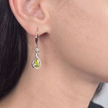 Peridot August Birthstone Teardrop Silver Earrings, 2 of 4