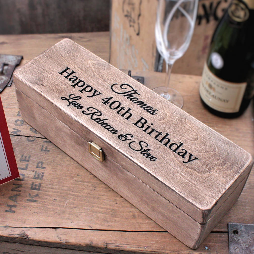 Happy Birthday Personalised Wooden Wine Box, 1 of 4