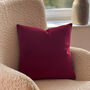 Luxury Super Soft Velvet Cushion Cranberry Red, thumbnail 2 of 5
