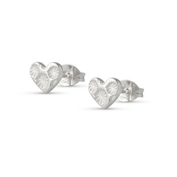 Silver Floral Heart Studs, 3 of 5