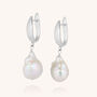 Large Baroque Pearl Earrings Sterling Silver, thumbnail 2 of 4