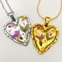 Heart Necklace With Mini Lilies And Crystals, thumbnail 1 of 13