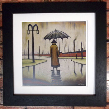 Framed 'Umbrella In The Rain' Print. Lowry Style, 2 of 4