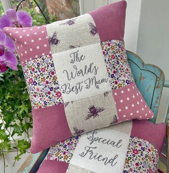 Special Friend Cushion Purple Bees And Flowers, 4 of 8