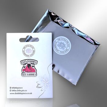 Even Baddies Get Saddies Racoon Enamel Lapel Pin Brooch, 5 of 8