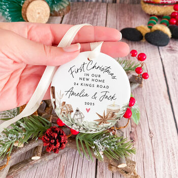 Personalised First Christmas In New Home Ceramic Ornament, 3 of 7