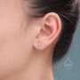 Tiny Mismatched Moon And Star Internally Threaded Flat Back Earrings In Sterling Silver, thumbnail 6 of 11