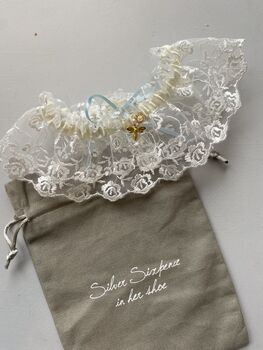 Personalised Bee And Flower Lace Wedding Garter, 3 of 6