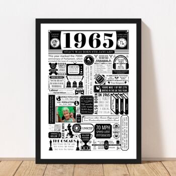 1965 Personalised 60th Birthday Photo Print, 4 of 6