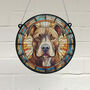 Staffordshire Bull Terrier Brown Stained Glass Effect Suncatcher, thumbnail 1 of 6