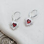 Sterling Silver Or Gold And Red Sacred Heart Earrings, thumbnail 2 of 7