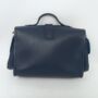 Small Leather Crossbody Satchel Handheld Handbag Dark Navy Blue With Side Pockets, thumbnail 8 of 8