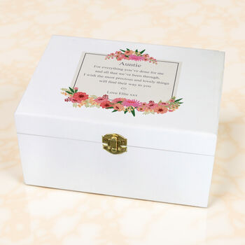 Personalised Floral Wishes White Wooden Keepsake Box, 8 of 8