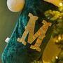 Personalised Green Velvet Emboss Stocking, thumbnail 3 of 4