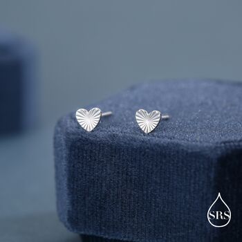 Sterling Silver Sunburst Heart Stud Earrings, 5 of 12